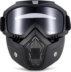 Merkloos Motor-Fiets-Scooter-Ski Bril & Masker I Anti-UV Lens I Zwart