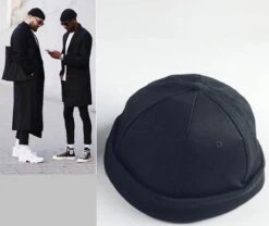 Beanie Cap Zwart Fisherman -uniseks Vissers Beanie Retro Navy Style Beanie-Hat-Hoed-Beanie Cap -Beanie - Hippie - One Size - Hippie Accessoires-retro - Hoed-Passen