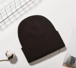 Merkloos Beanie - One Size - Zwart