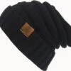 Merkloos Zwarte Gebreide Muts | Hippe Beanie | Dik Rib Structuur | Dames En Heren Beanie -SkiKleding Winkel 1200x1126