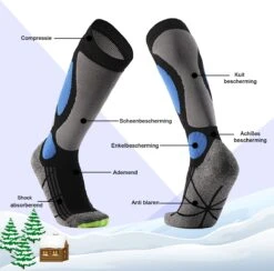 MyStand Skisokken - Wintersportsokken - Skiën Snowboarden Of Wandelen - Wintersokken Compressie - Dames/Heren - One Size - Maat 37 Tot 47 - Blauw -SkiKleding Winkel 1200x1184 5