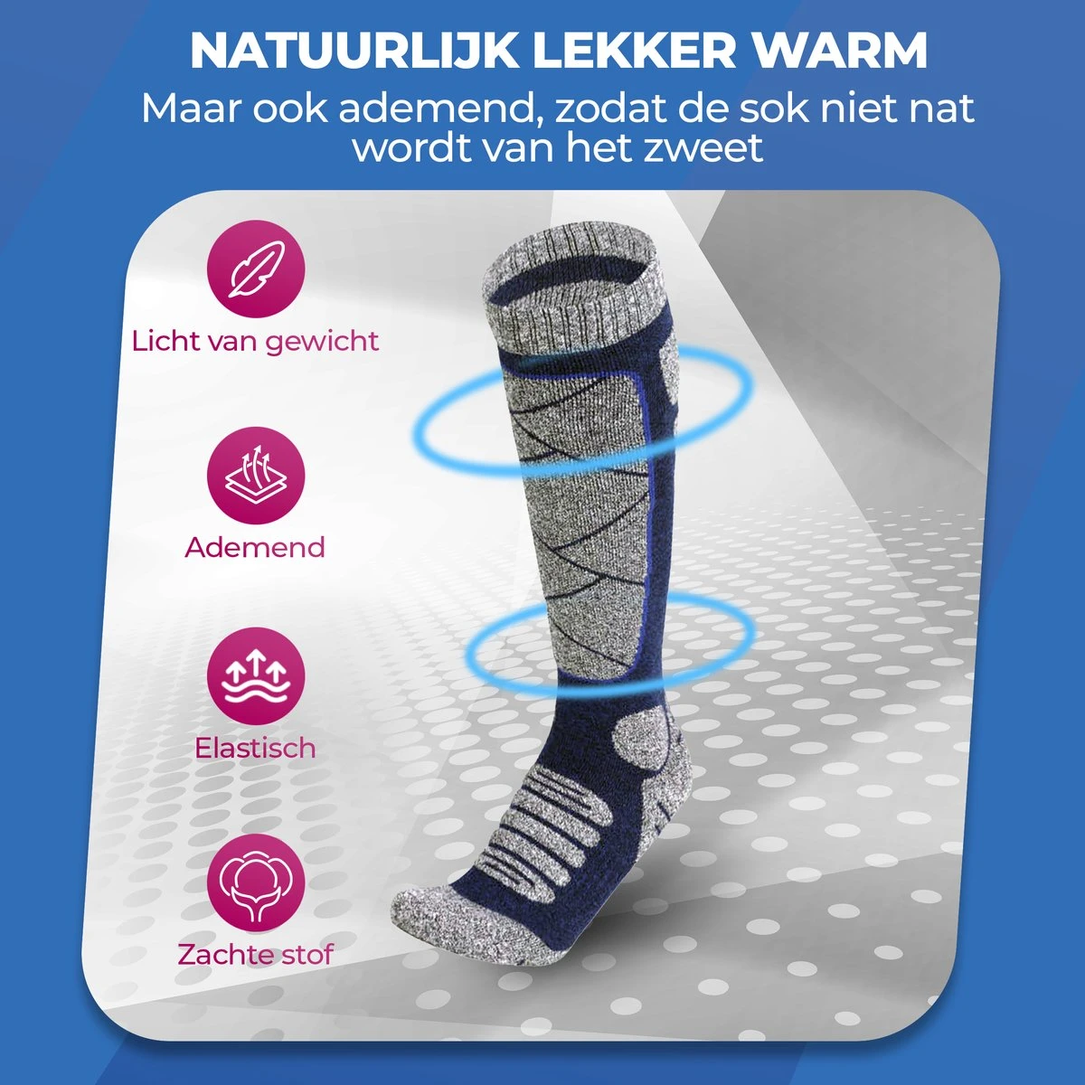 Roegaarden Skisokken - Heren En Dames - 1 Paar - Blauw - S/M 10 Roegaarden Skisokken - Heren En Dames - 1 Paar - Blauw - S/M - Afbeelding 8