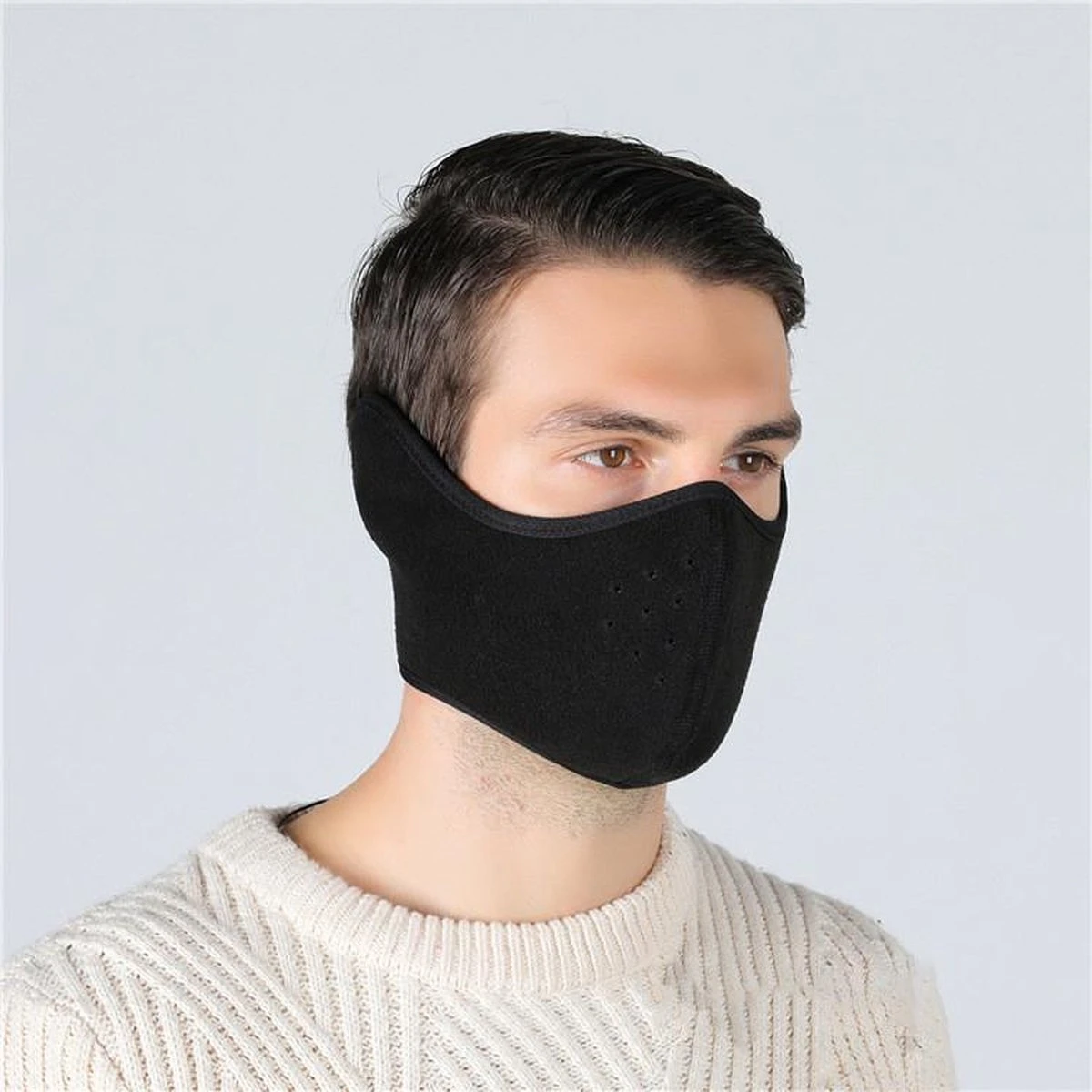 Facemask - Oorverwarmer - Nekwarmer - Fleece Ski Masker - Sjaal - Zwart 4 Facemask - Oorverwarmer - Nekwarmer - Fleece Ski Masker - Sjaal - Zwart - Afbeelding 2