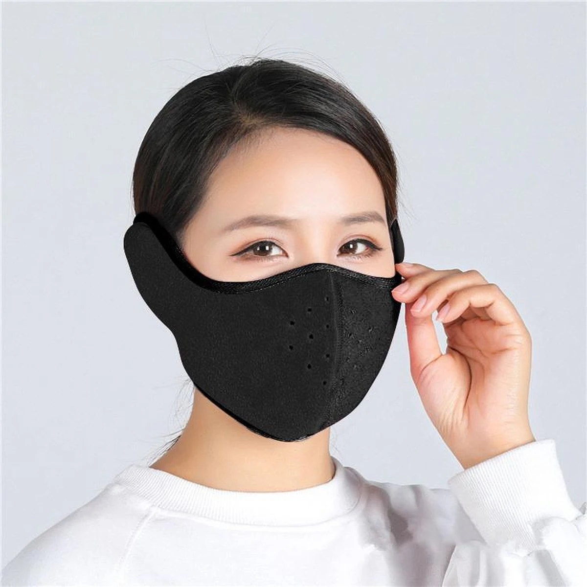 Facemask - Oorverwarmer - Nekwarmer - Fleece Ski Masker - Sjaal - Zwart 5 Facemask - Oorverwarmer - Nekwarmer - Fleece Ski Masker - Sjaal - Zwart - Afbeelding 3