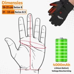 Handschoenen - Opwarmbare Handschoenen - Elektrische Handschoenen - Wintersport Handschoenen - Ski Handschoenen - Snowboard Handschoenen - Handschoen Dames - Handschoen Heren - Handschoen Maat 8 - Inclusief 2 Batterijen - Inclusief Oplader En Kabel -SkiKleding Winkel 1200x1200 63