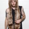 Merkloos KIMU Hood Bruine Wolf Muts Met Sjaal, Wanten En Oortjes - Faux Fur Bruin Bont Berenmuts Flappen Bontmuts Capuchonmuts Spirit - -SkiKleding Winkel 799x1200