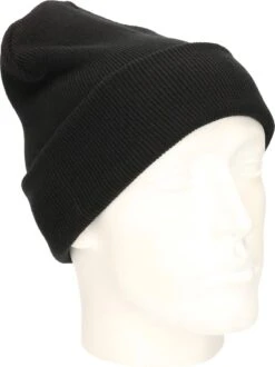 Merkloos Basic Winter Muts/beanie Zwart Acryl Voor Volwassenen - Winter Essentials/accessoires